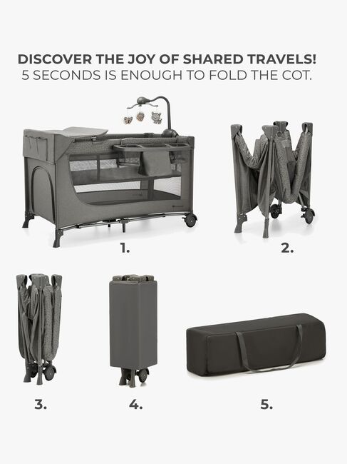 Kinderkraft JOY 2 Weekendseng med Tilbehør, Dark Grey