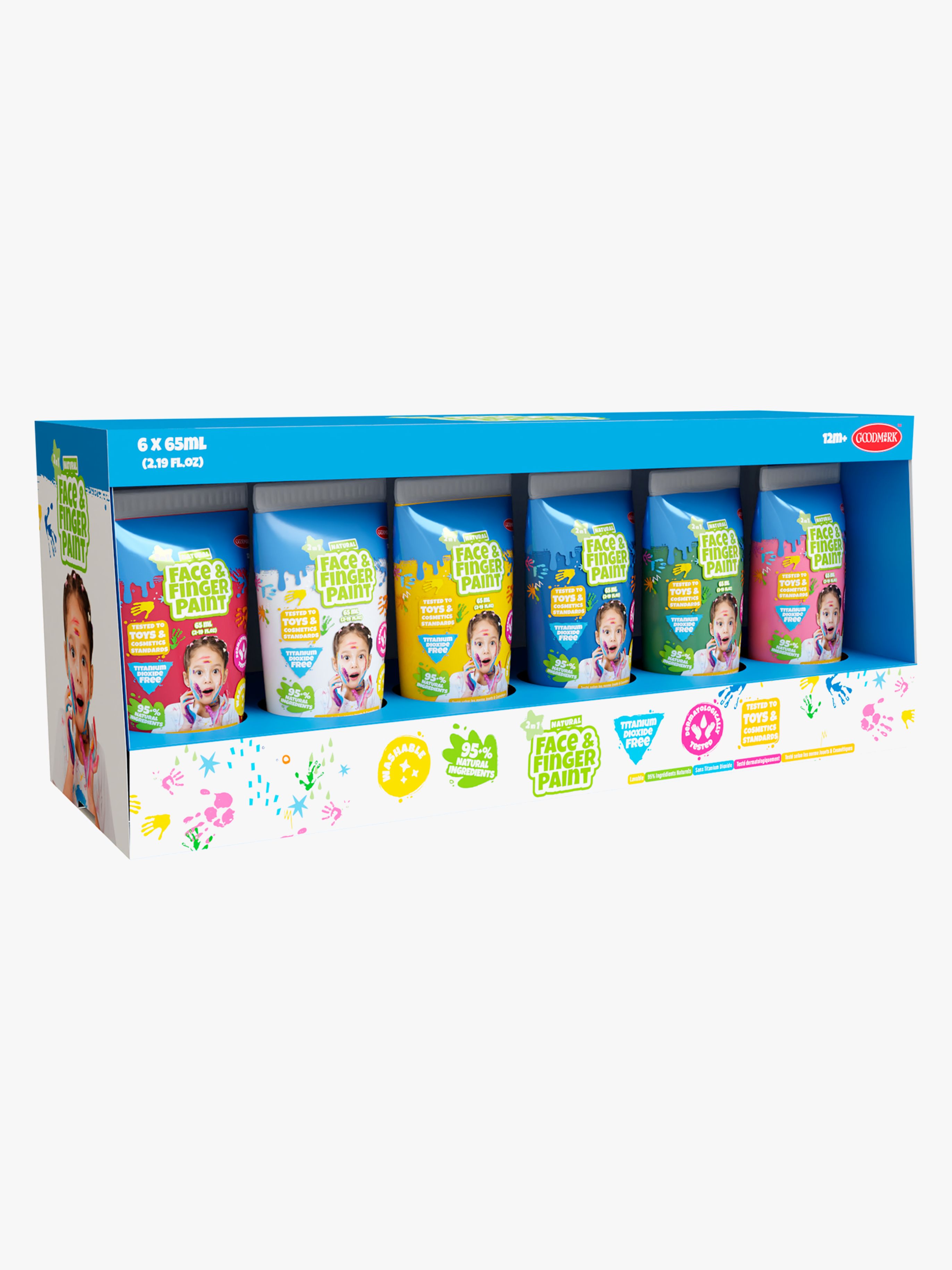Natural Face & Finger Paint Ansigts- og Fingermaling 65ml 6-pak