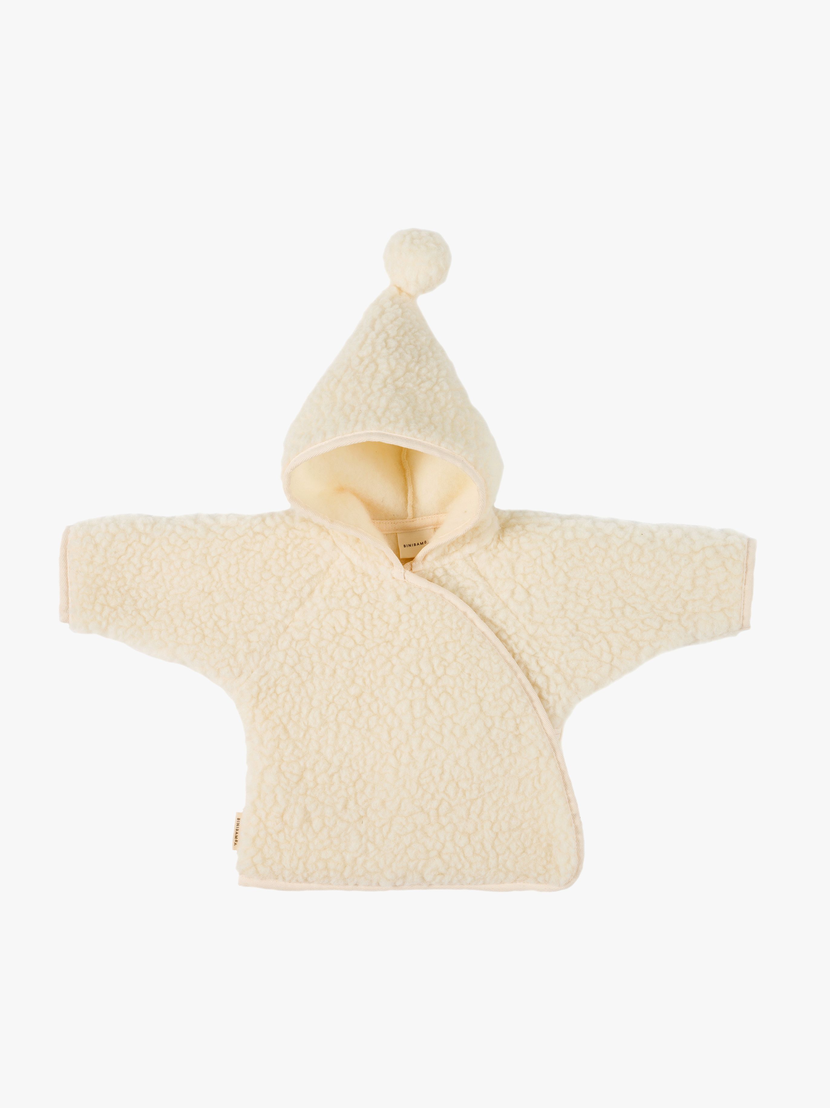 BINIBAMBA Merino Snuggle-jakke, Milk, 6-12 mdr.