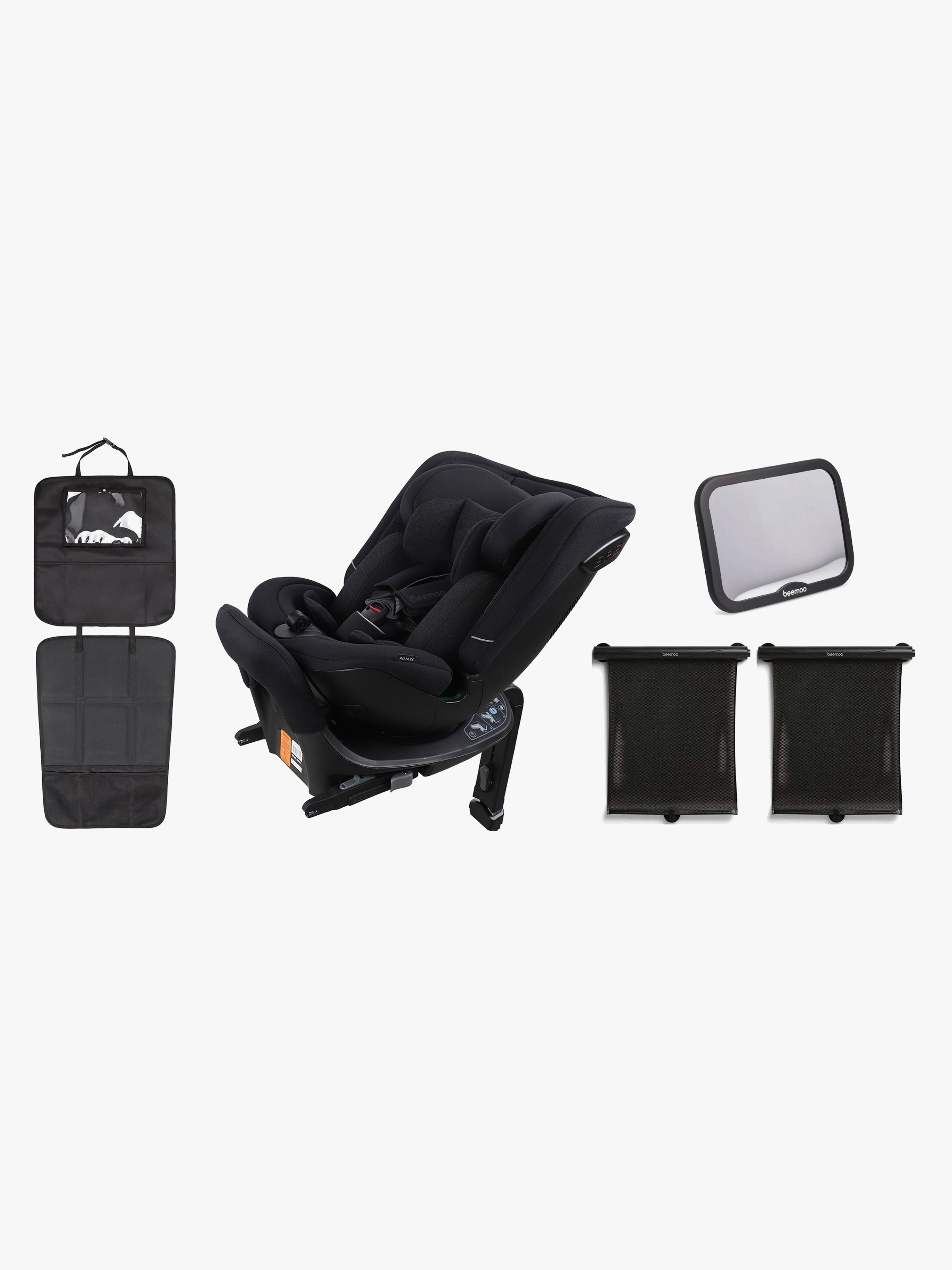 Beemoo Rotate i-Size Vendbar Autostol inkl. Tilbehør, Black Stone