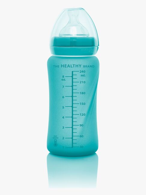 Everyday Baby Varmeindikator Sutteflaske Glas 240 ml, Turkis