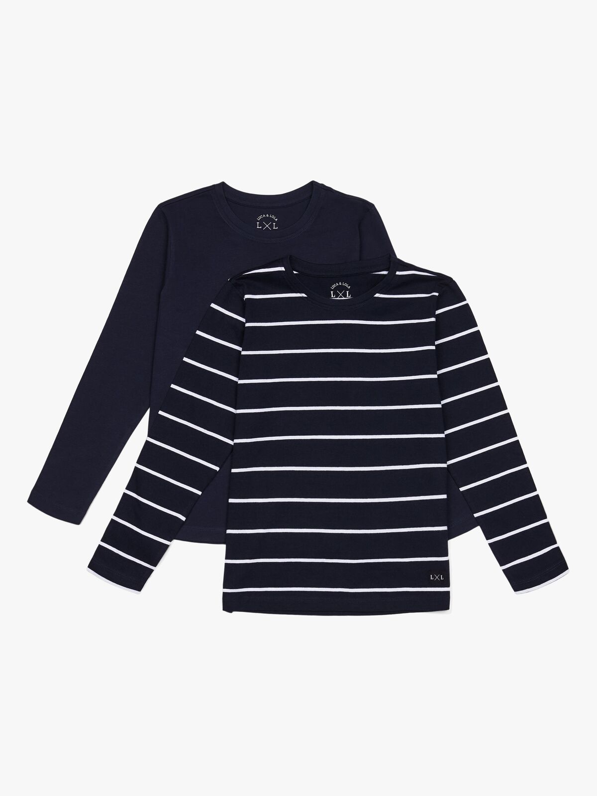 Luca & Lola Abel Langærmet T-Shirt 2-pak, Navy/Stripes
