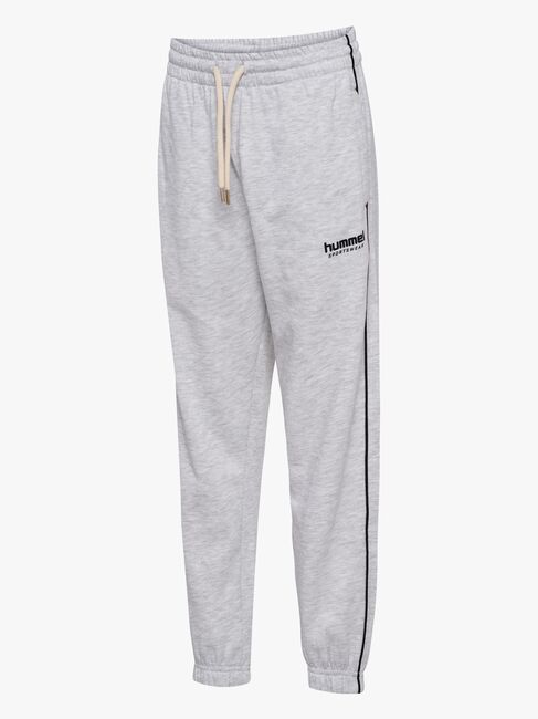 Hummel JR Loose Piping Joggingbukser, Light Grey Melange/Black