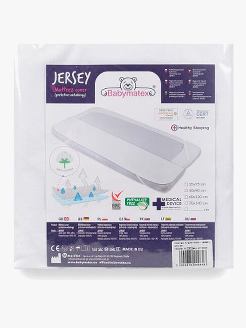 BabyMatex Hygienic Jersey Rullemadras til tremmeseng 60x120 cm Åndbar og Vandtæt, Hvid