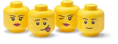 Lego Opbevaringsboks Hoved Mini Set 4PCS, Gul