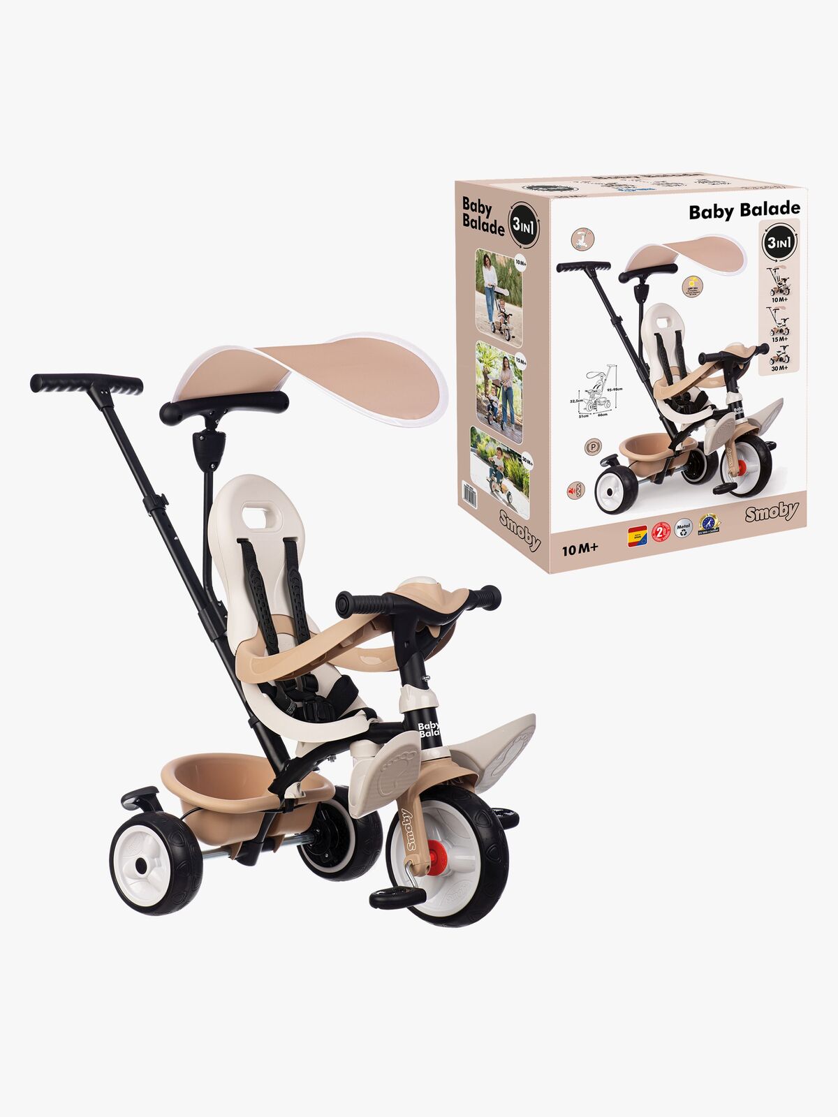 Smoby Baby Balade Trehjulet Cykel Plus, Beige