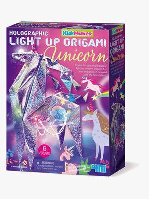 4M KidzMaker DIY-sæt Holografisk Light-Up Origami Enhjørning