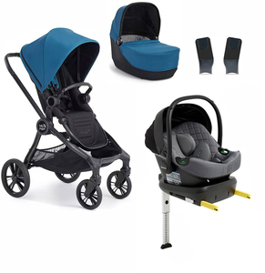 Baby Jogger City Sights Duovogn inkl. Beemoo Route i-Size Autostol Baby & ISOFIX Base, Deep Teal/Mineral Grey