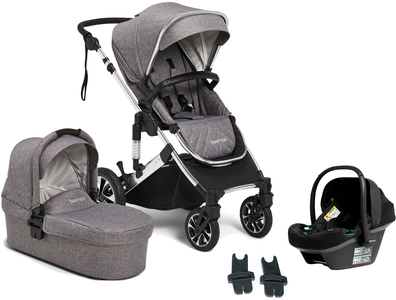 Beemoo Maxi 4 Duovogn inkl. Route i-Size Autostol Baby, Grey Silver/Black Stone