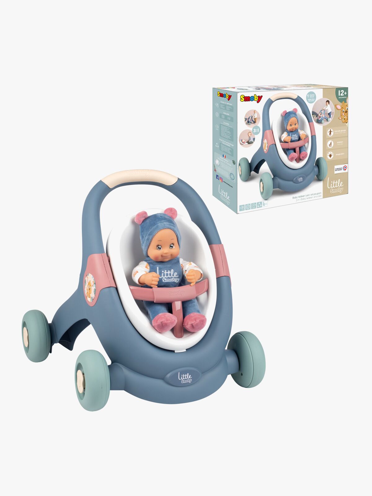 Smoby Little Smoby 3-i-1 Gåvogn med Dukke