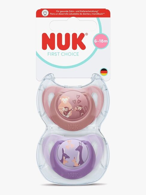 NUK First Choice Classic Sut 2-pak Str. 2, Monkey/Kangaroo