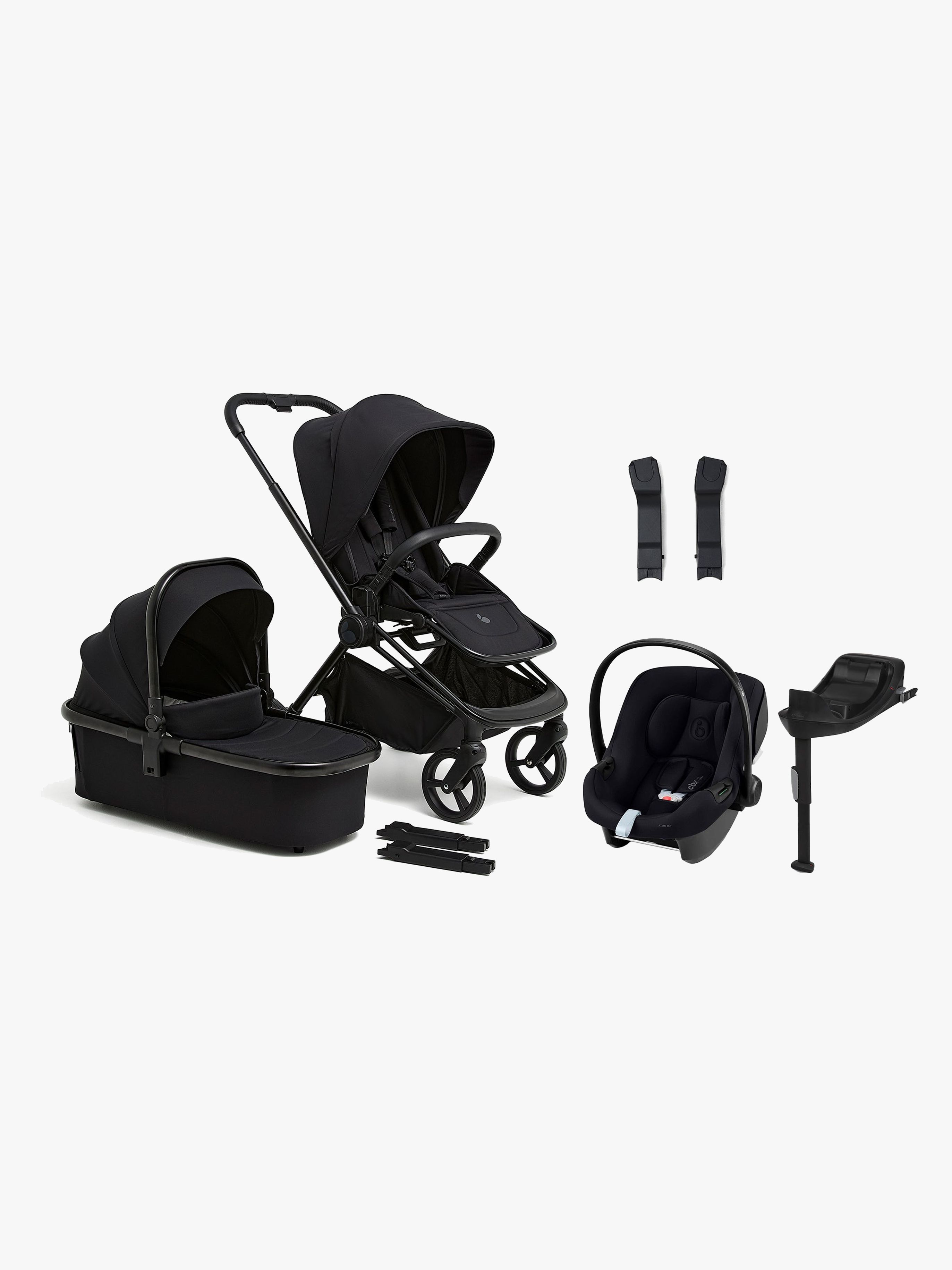 Beemoo One Duovogn inkl. Cybex Aton B2 i-Size Autostol Baby & base, All Black/Volcano Black
