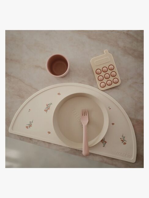 Mushie Dækkeserviet Silikone, Pink Flowers