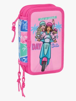 Barbie  Fyldt Penalhus med 3 Rum 37 Dele, Blå/Pink