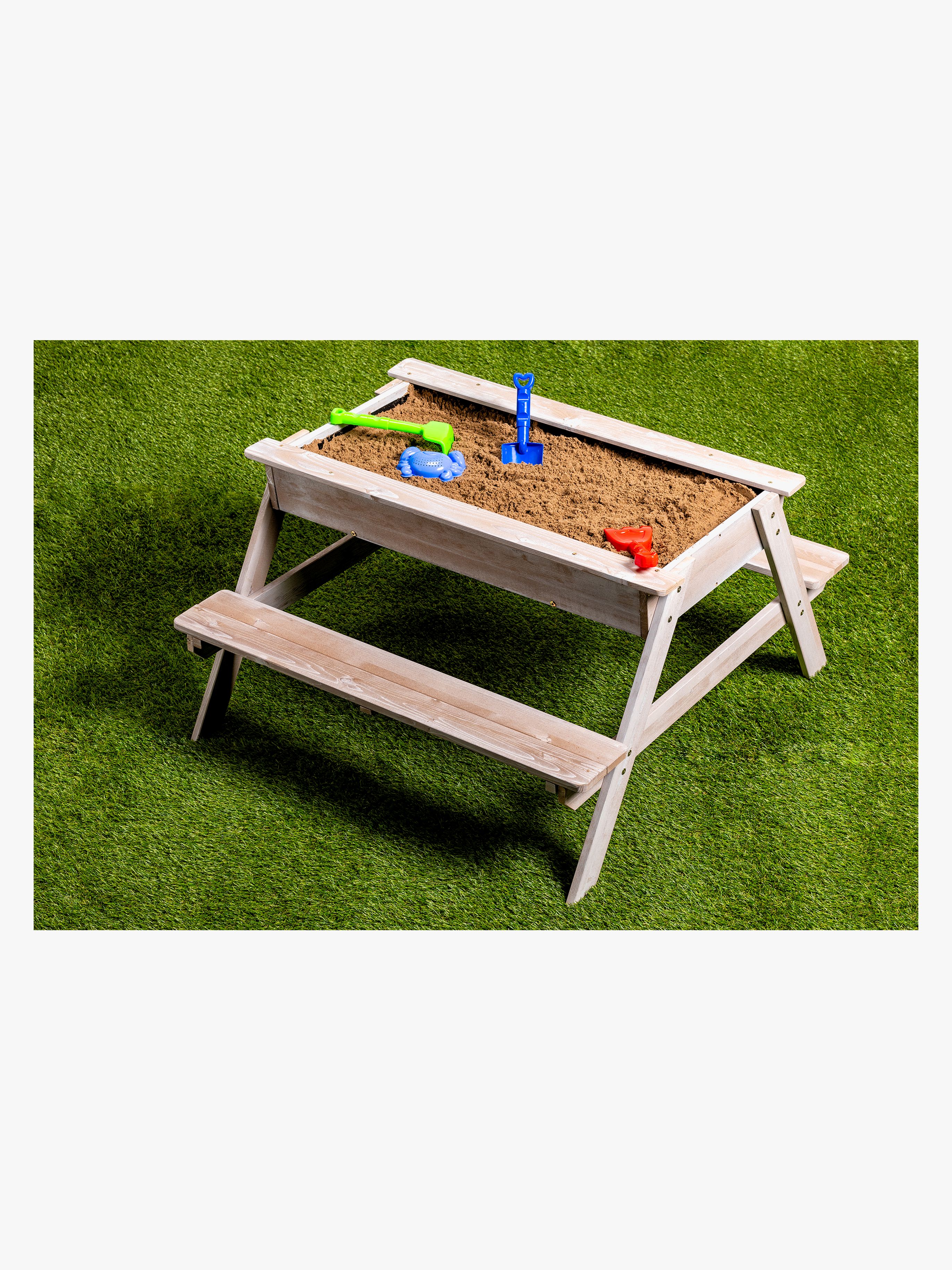 Woodlii Picnicbord med Sandkasse + Låg, Hvid