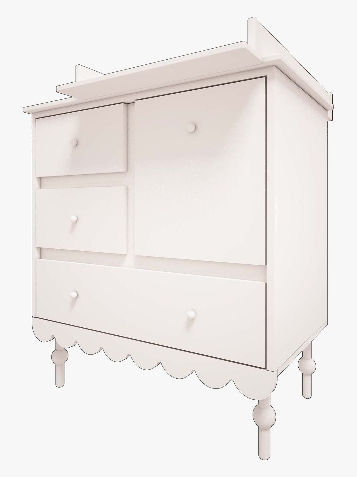 Wood Luck Babushka Kommode &  Puslebord, Hvid