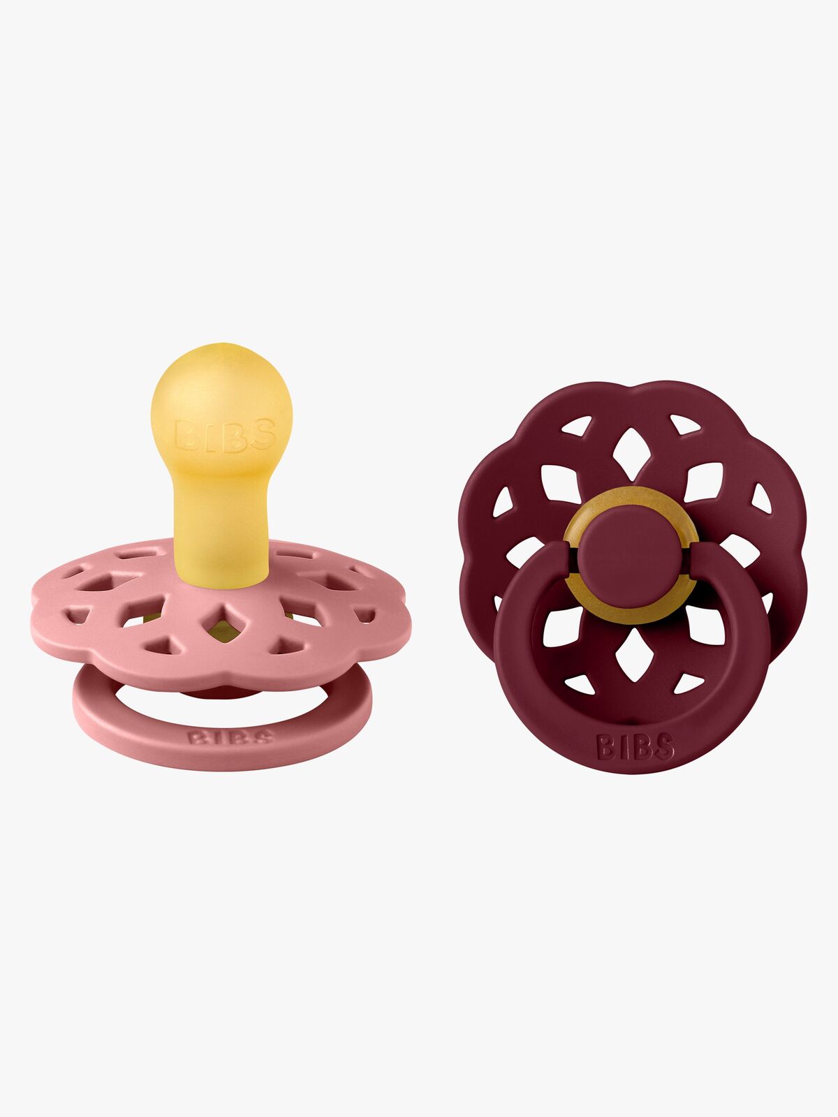 BIBS Boheme Sut 2-Pak Latex Str. 1 Rund, Dusty Pink/Elderberry