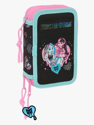 Monster High  Fyldt Penalhus med 3 Rum 37 Dele, Sort