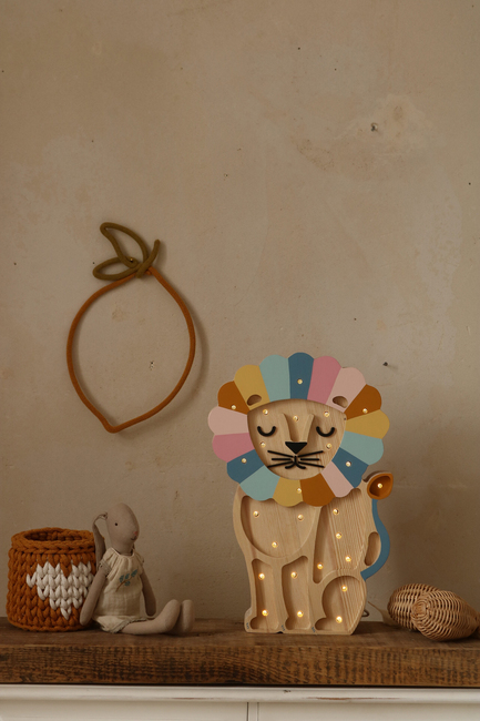 Little Lights Lampe Løve, Retro Rainbow