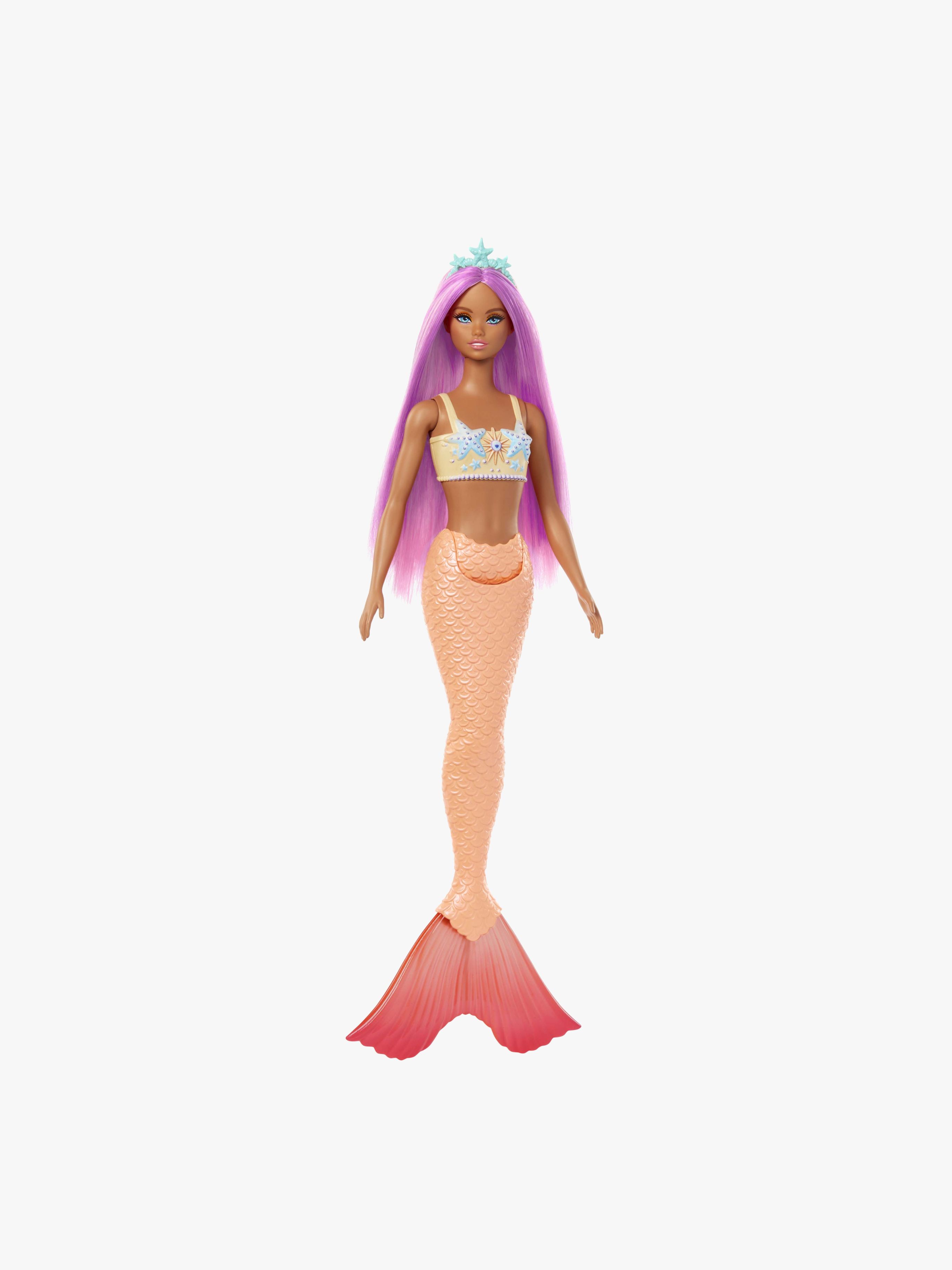 Barbie Dukke Havfrue med Farverig Hår, Orange