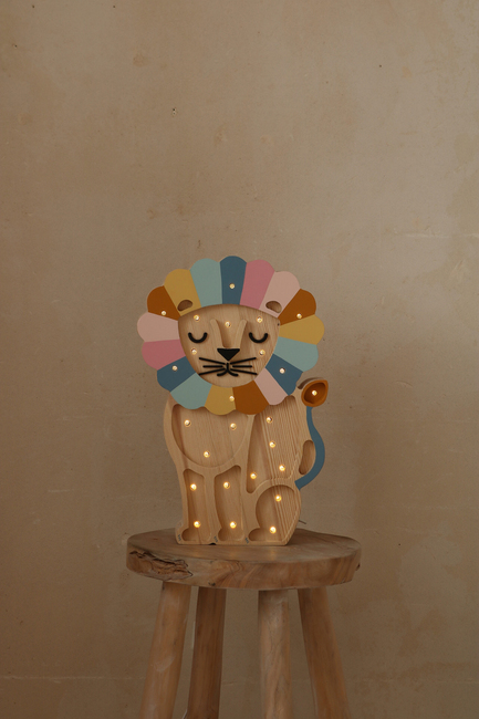 Little Lights Lampe Løve, Retro Rainbow