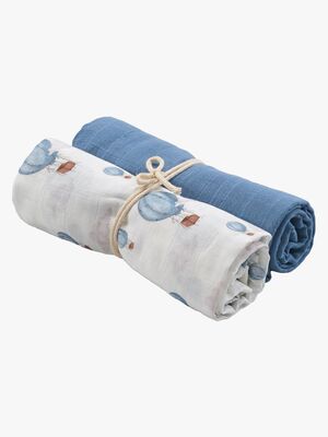 Borganäs Musselin Tæpper Balloner 70x70 2-pak, Blå