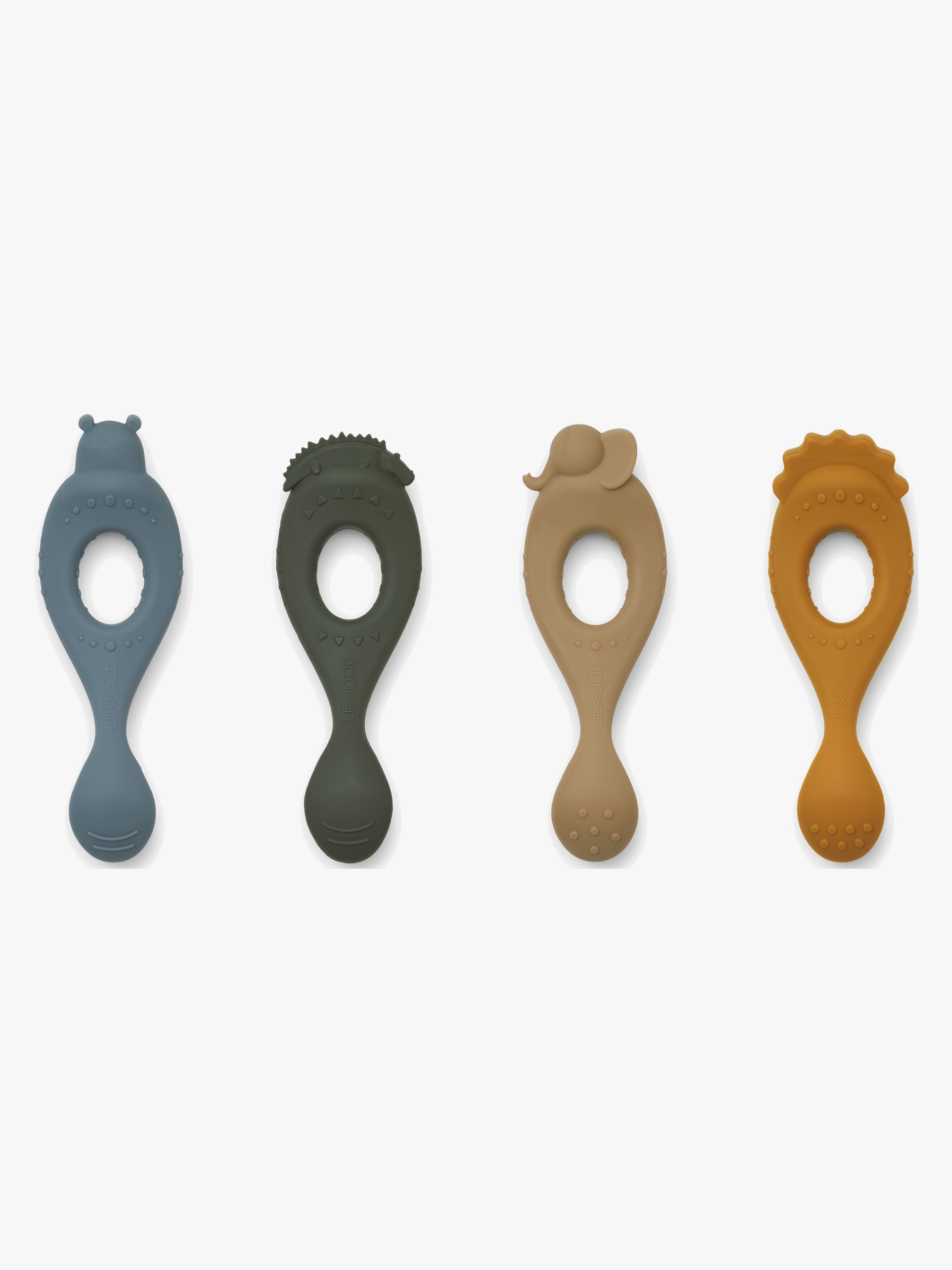 LIEWOOD Liva Silikone Skeer 4-pak, Safari/Blue Multi Mix