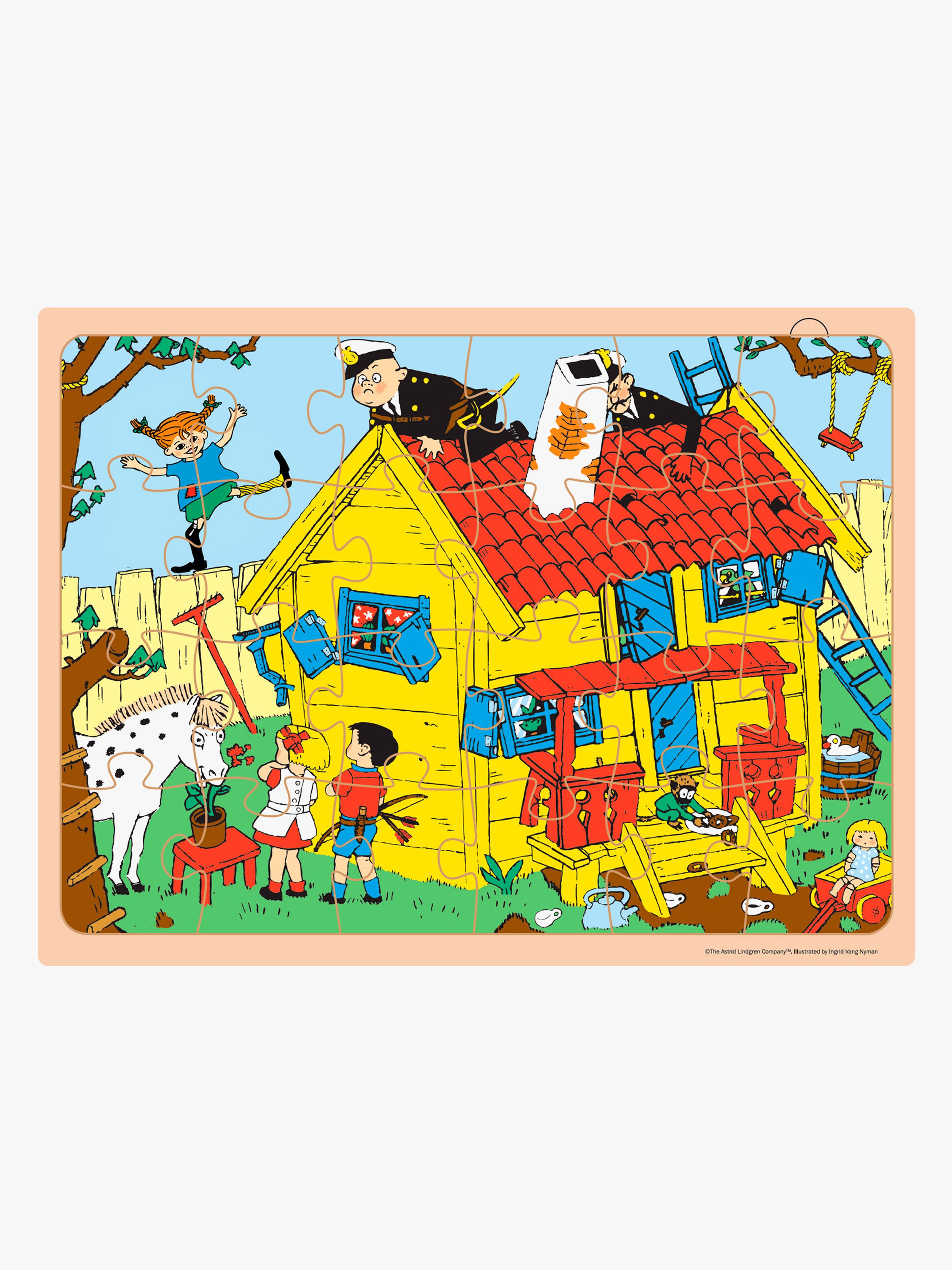 Barbo Toys Pippi Langstrømpe Rammepuslespil i Træ 24 Brikker