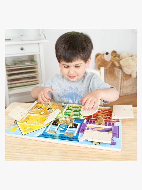 Melissa & Doug Låsebræt 6 Låger med Dyr