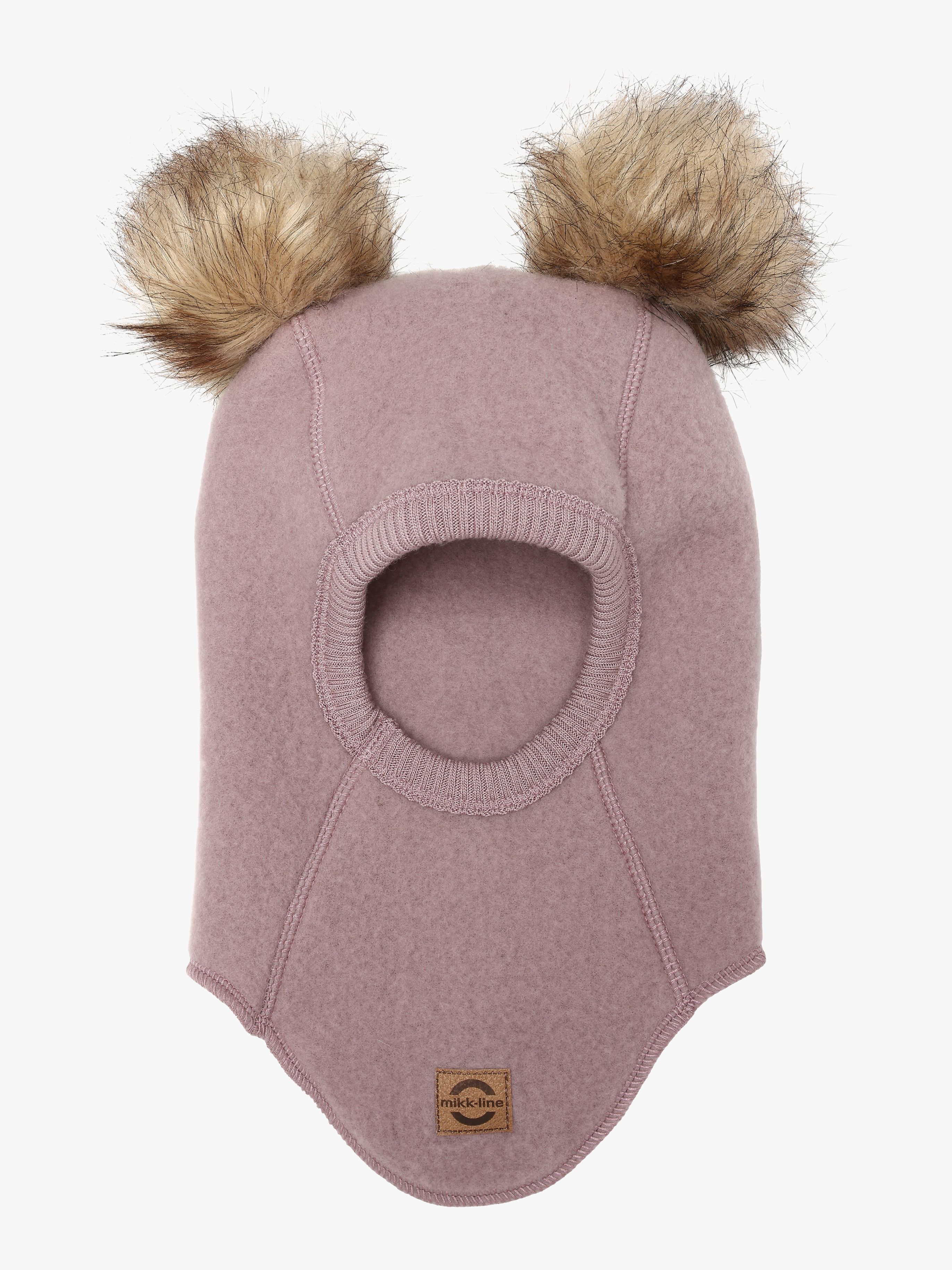 Mikk-Line Elefanthue Merinould med Pomponer, Twilight Mauve, 62-68