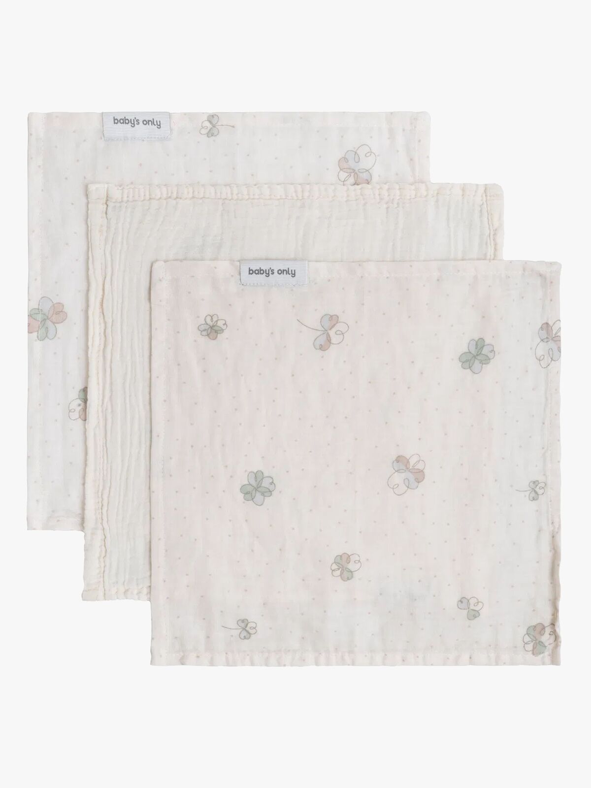 Baby's Only Tender Bomuldsstofble 3-pak, Linen/Clover