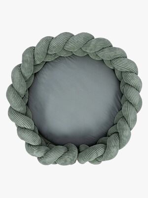 MeowBaby Aesthetic Babynest med Flettet Beskyttelse & Legetæppe, Olive Green