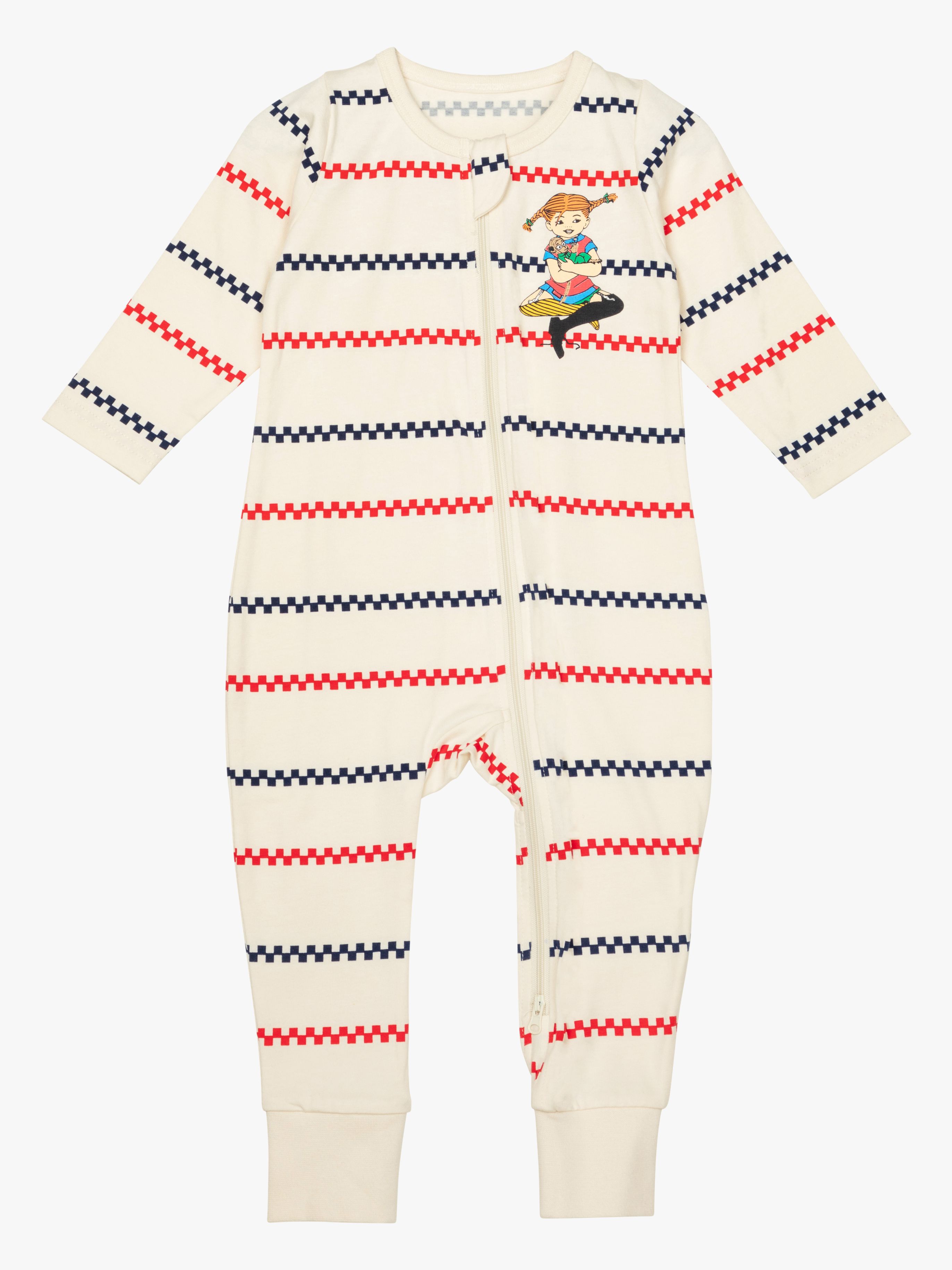 Pippi Langstrømpe X Martinex Ternet Pyjamas, Kitt, 68