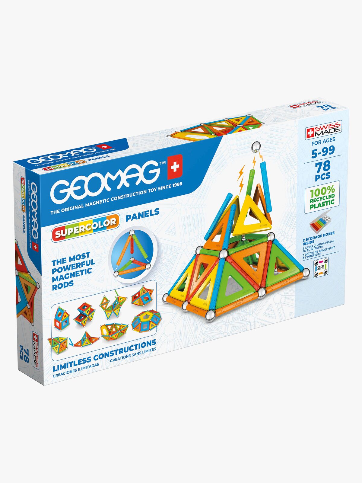 Geomag Supercolor Panels Recycled Byggesæt 78 Dele