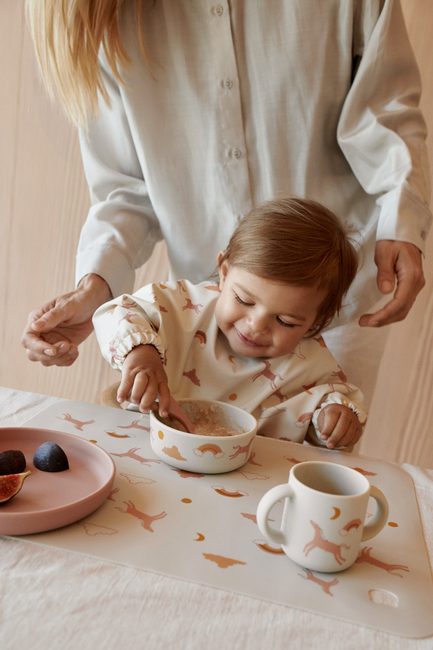 LIEWOOD Vivi Mønstret Spisesæt Silikone, Dream/Ecru