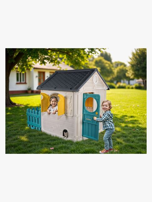 DOLU My First House Legehus med Hegn, Hvid/Blå