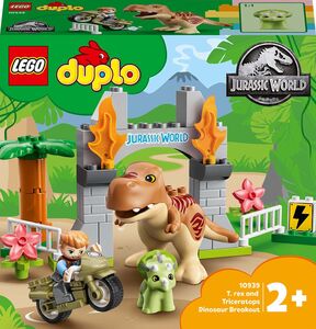 LEGO DUPLO Jurassic World 10939 T. rex og triceratops på dinosaurflugt