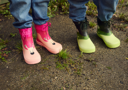 Viking Alv Paw Print Barefoot Gummistøvler, Light Green/Green