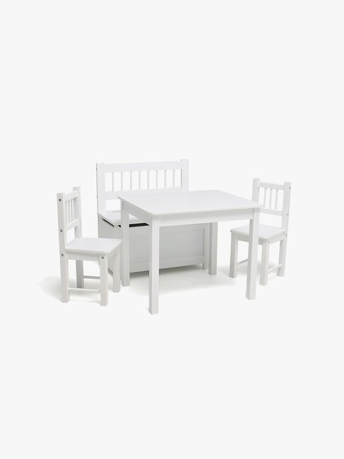 Alice & Fox LOVIS Bord & Stole + Sofa med Opbevaring, Hvid