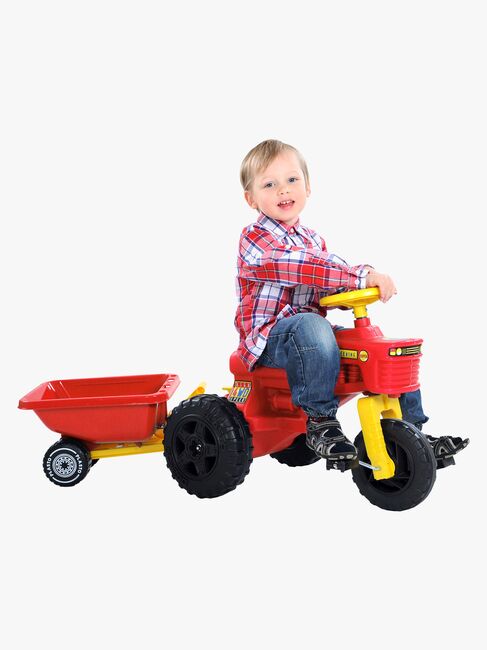 Plasto Pedaltraktor Med Anhænger, Rød