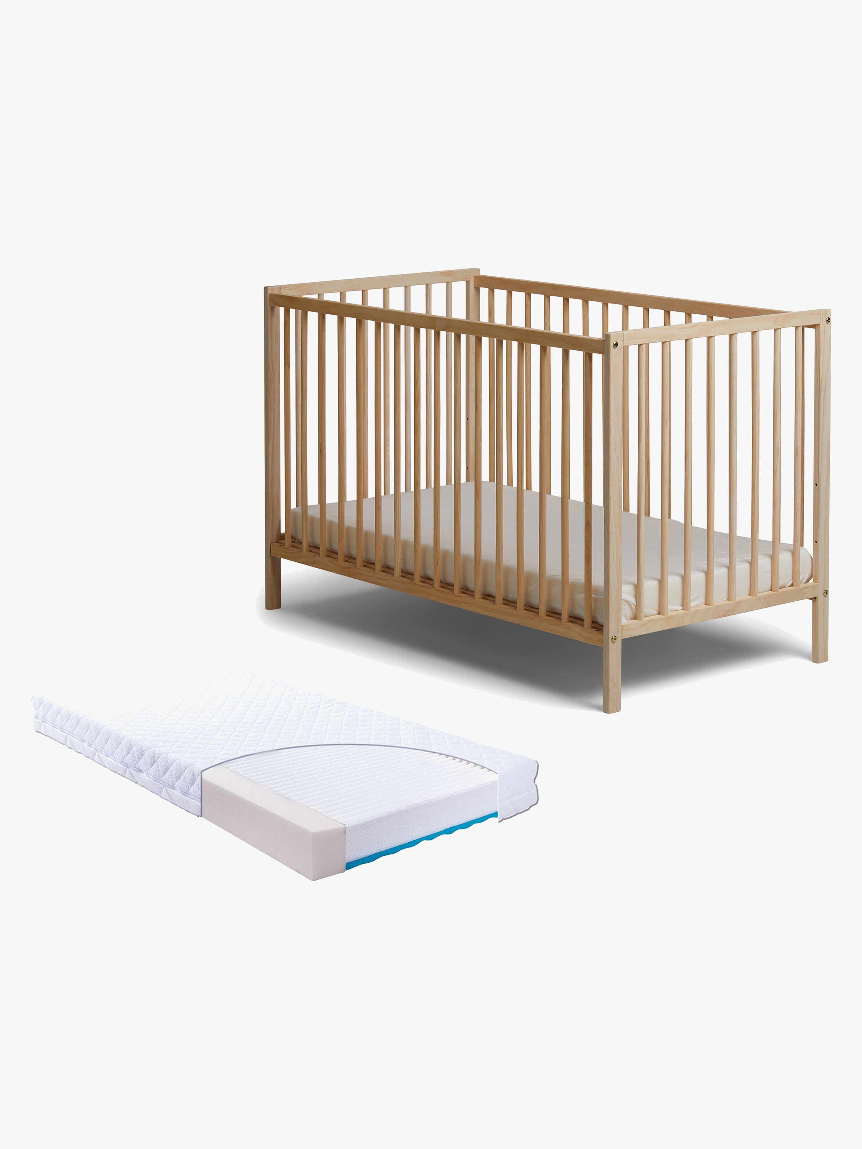 JLY SIGNE Classic Tremmeseng med BabyMatex Carpathia Madras 60x120 cm, Træ