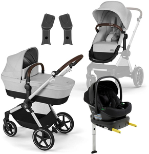 Cybex EOS Lux Duovogn inkl. Beemoo Route i-Size Autostol Baby & ISOFIX Base, Lava Grey/Black Stone