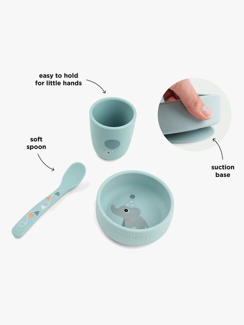 Done By Deer Celebration Silikone Spisesæt Stick & Stay, Blue