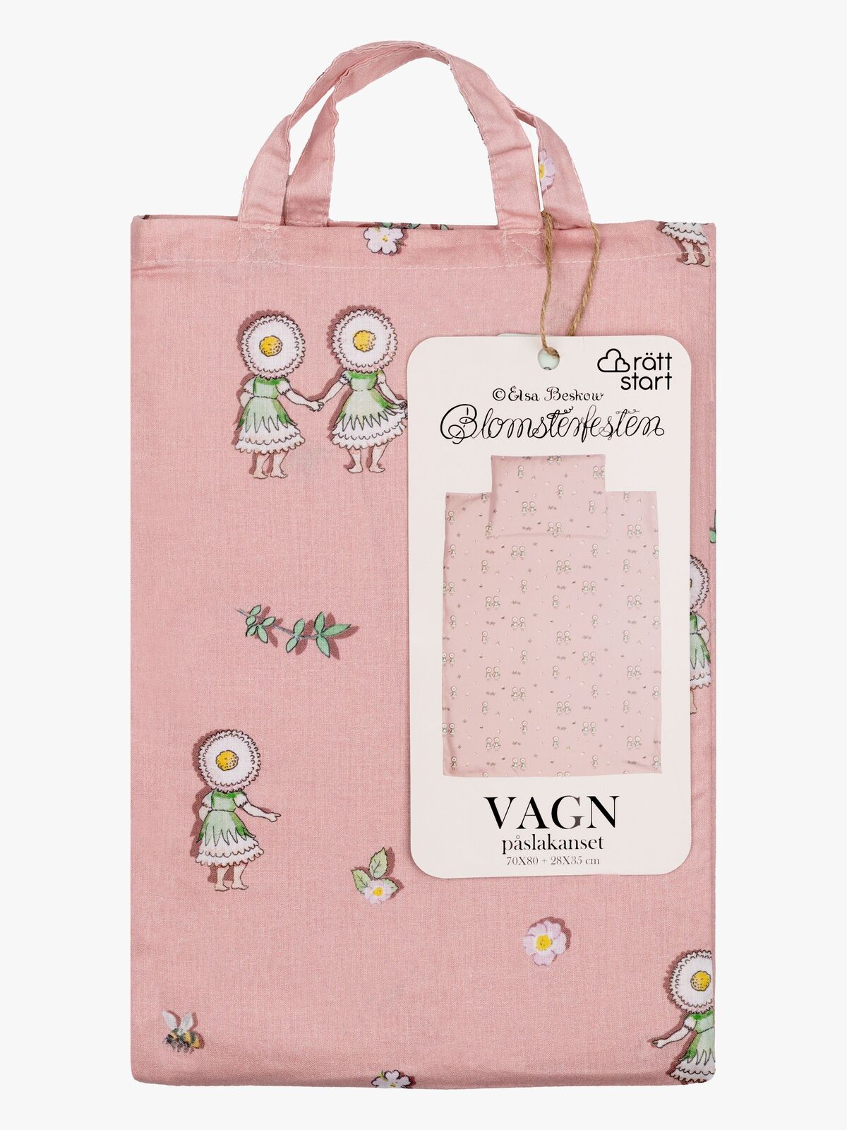Elsa Beskow Blomsterfesten Sengesæt 70 x 80 Tremmeseng, Pink