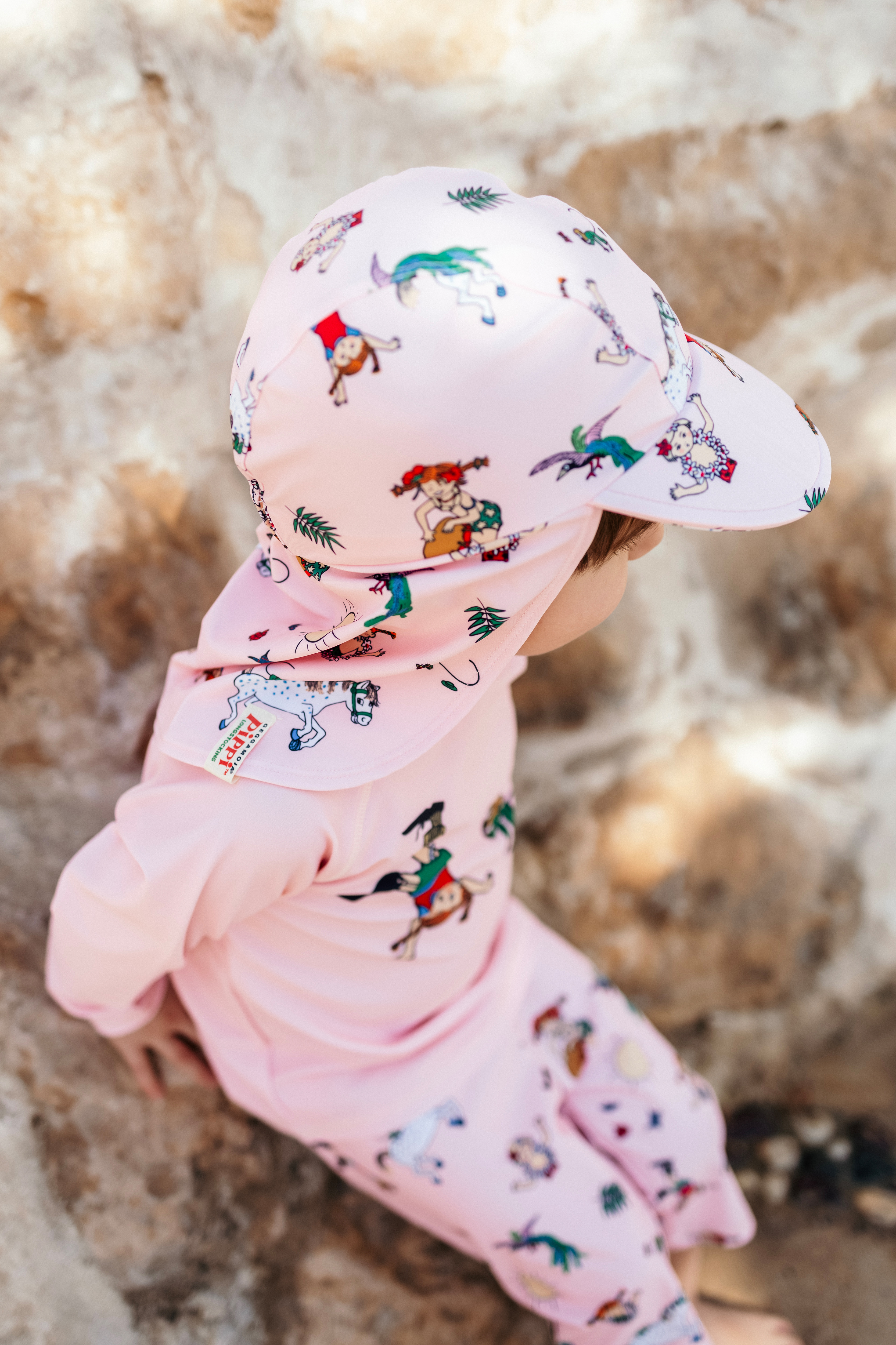 Geggamoja UV-Solkasket Pippi Langstrømpe, Pink, 2-6 år