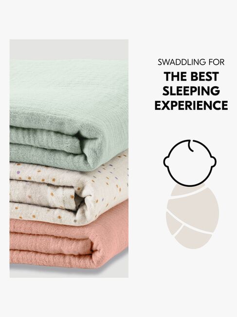 Hauck Cuddle N Clean Tæppe/ Stofble i Musselin 3-pak, Sage/Beige/Dots/Cork