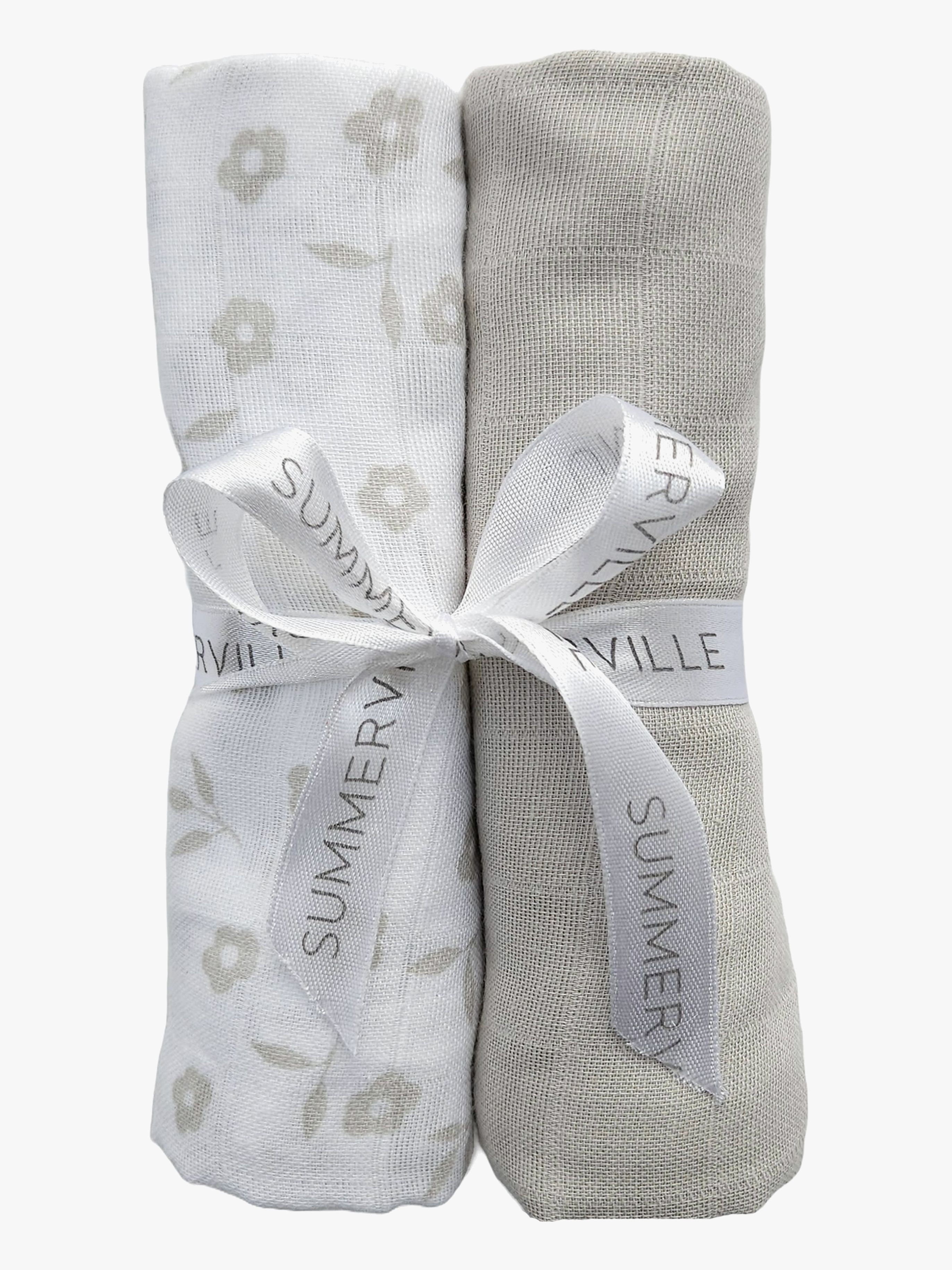 Summerville Organic Musselin Tæppe 2-pak, Petal/Silver Grey