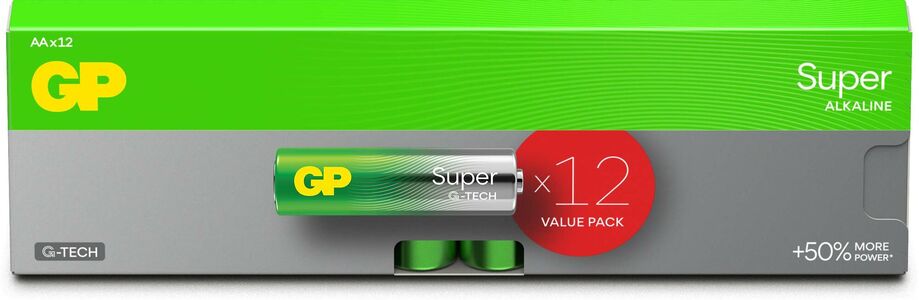 GP Super Alkaline G-TECH AA/LR6 Batterier 12-Pak