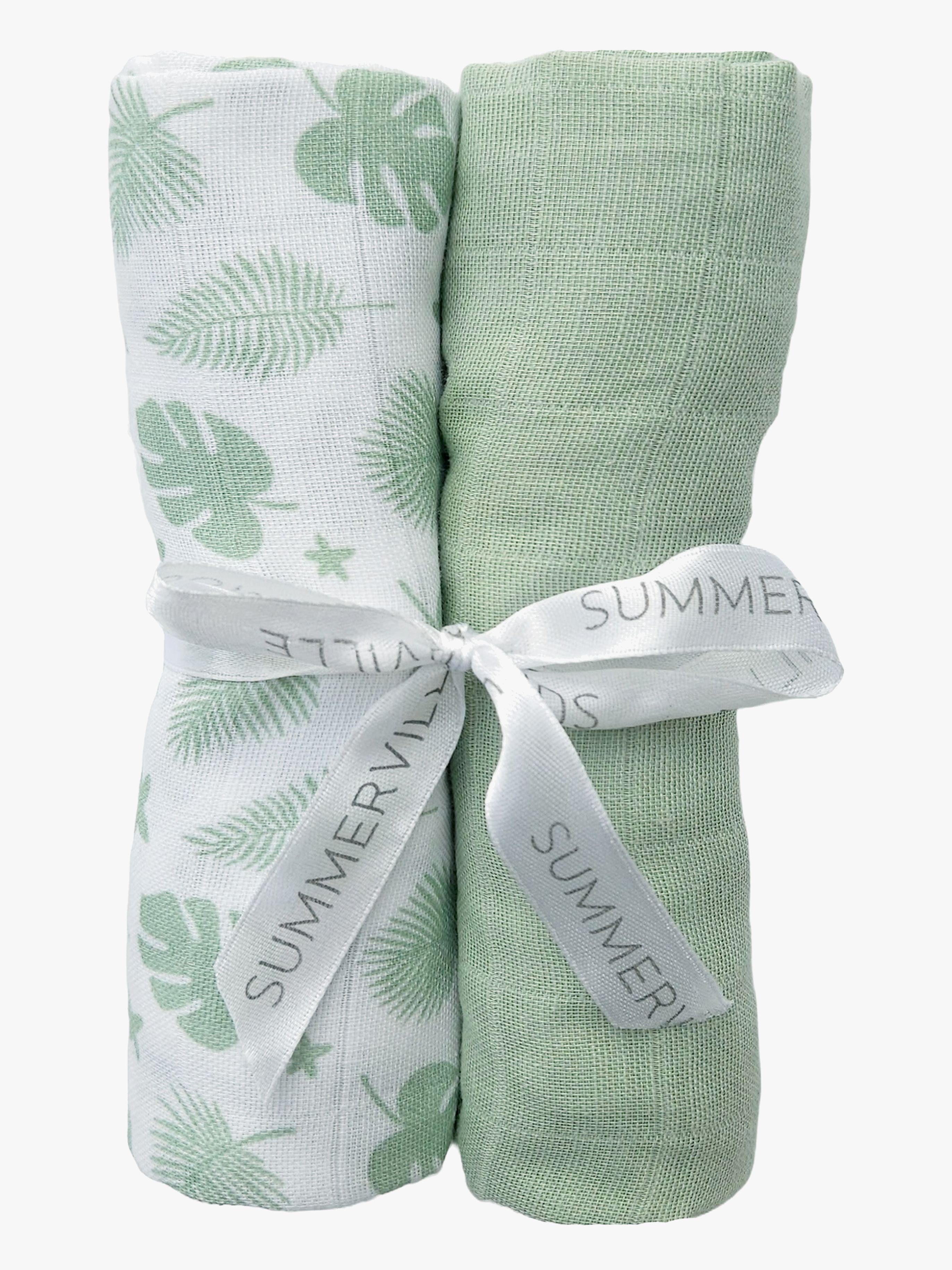 Summerville Organic Musselin Tæppe 2-pak, Tropical/Green