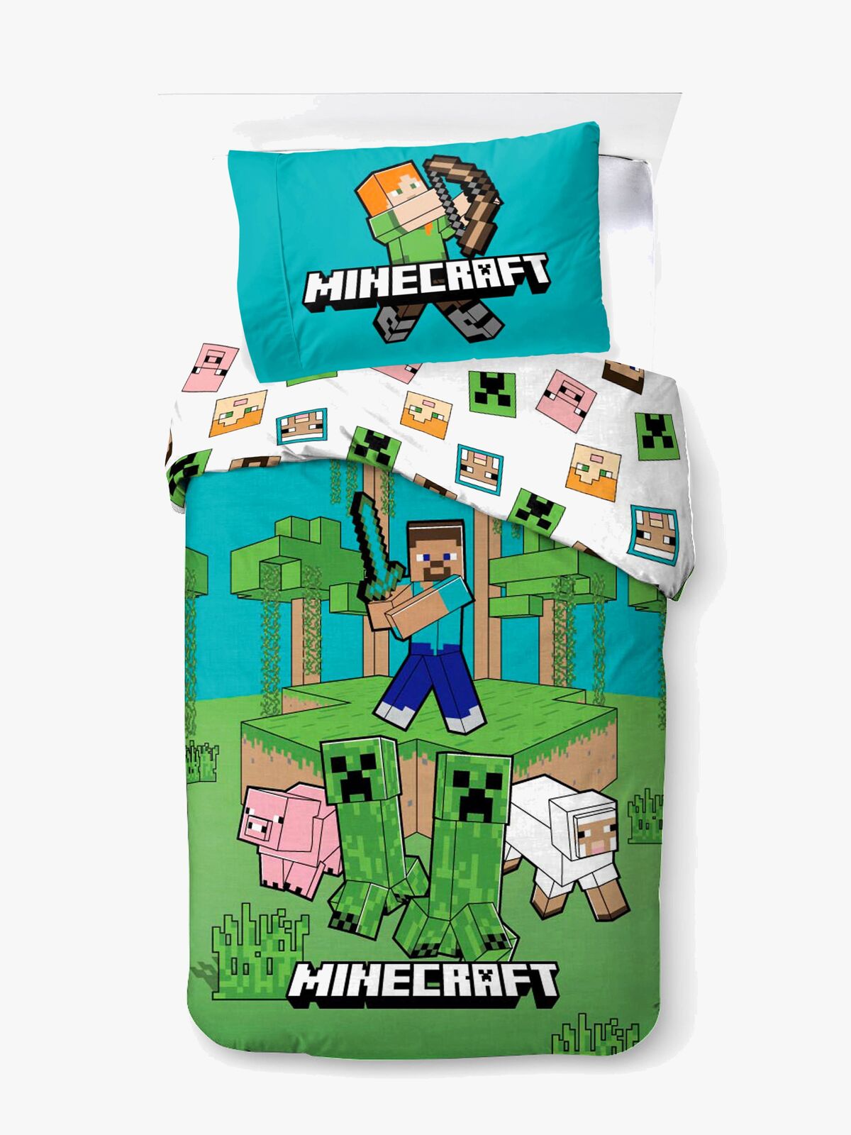 Minecraft Jungle Explore Sengesæt 140x200, Grøn